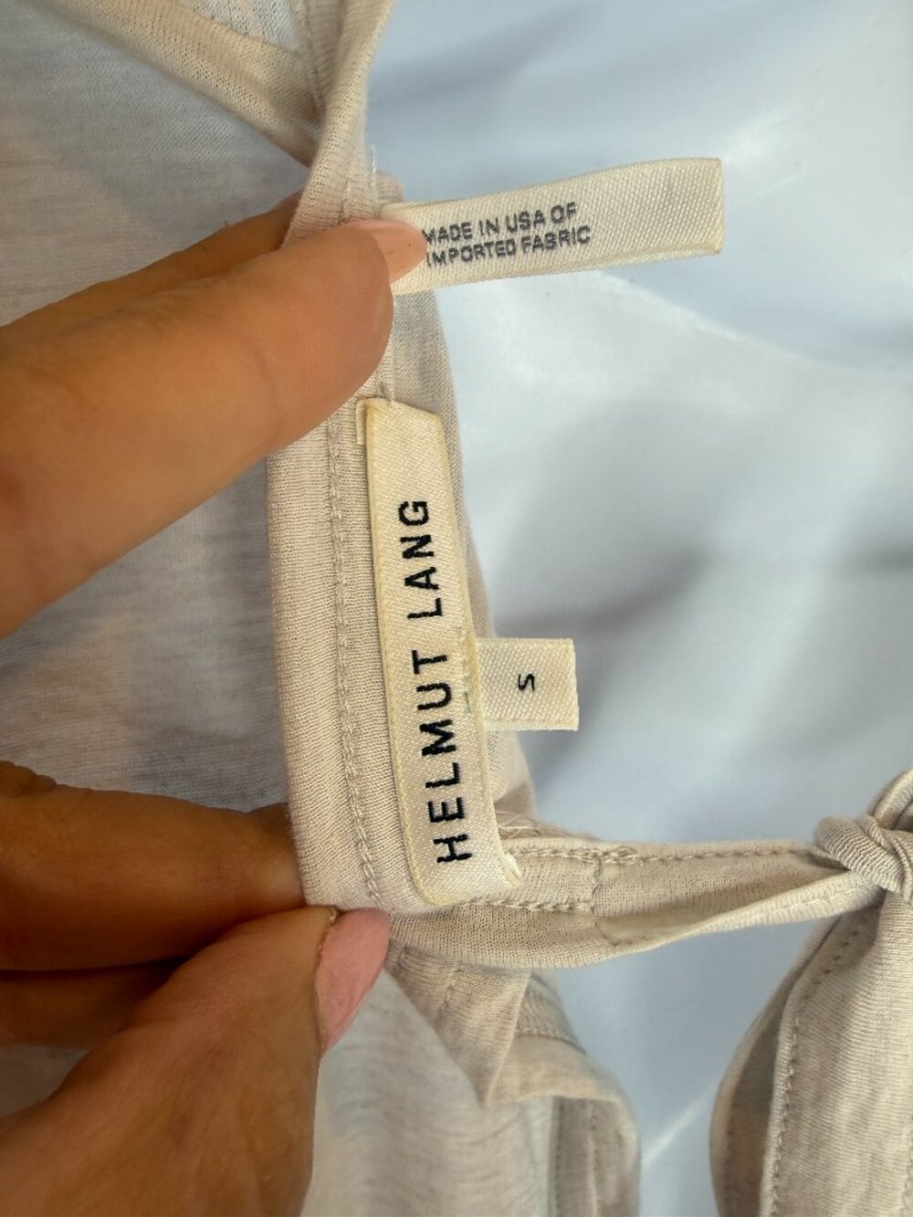 Helmut Lang Ivory Open Back Tie Back Tee Shirt Size S